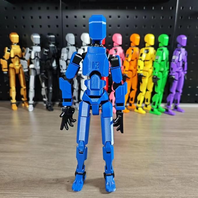 Dumwick Titan13 Action Figure, Lucky Robot 13 Action Figure,3D Printed Multi-Jointed Movable Action Figures,Dummy Robot 13 Figure Creative Gifts for Kids Adults (Blue)