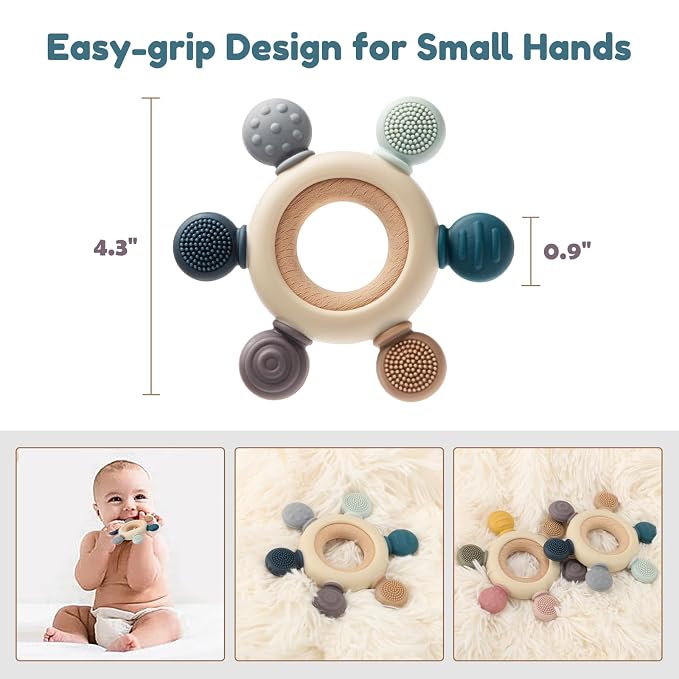 Baby Teething Toys for 0-6 6-12 Months, BPA Free Teether Sensory Toys for Babies 0 3 6 9 12 18 Months, Newborn Infant Toys Gifts for 1 One Year Old Baby Boys Girls