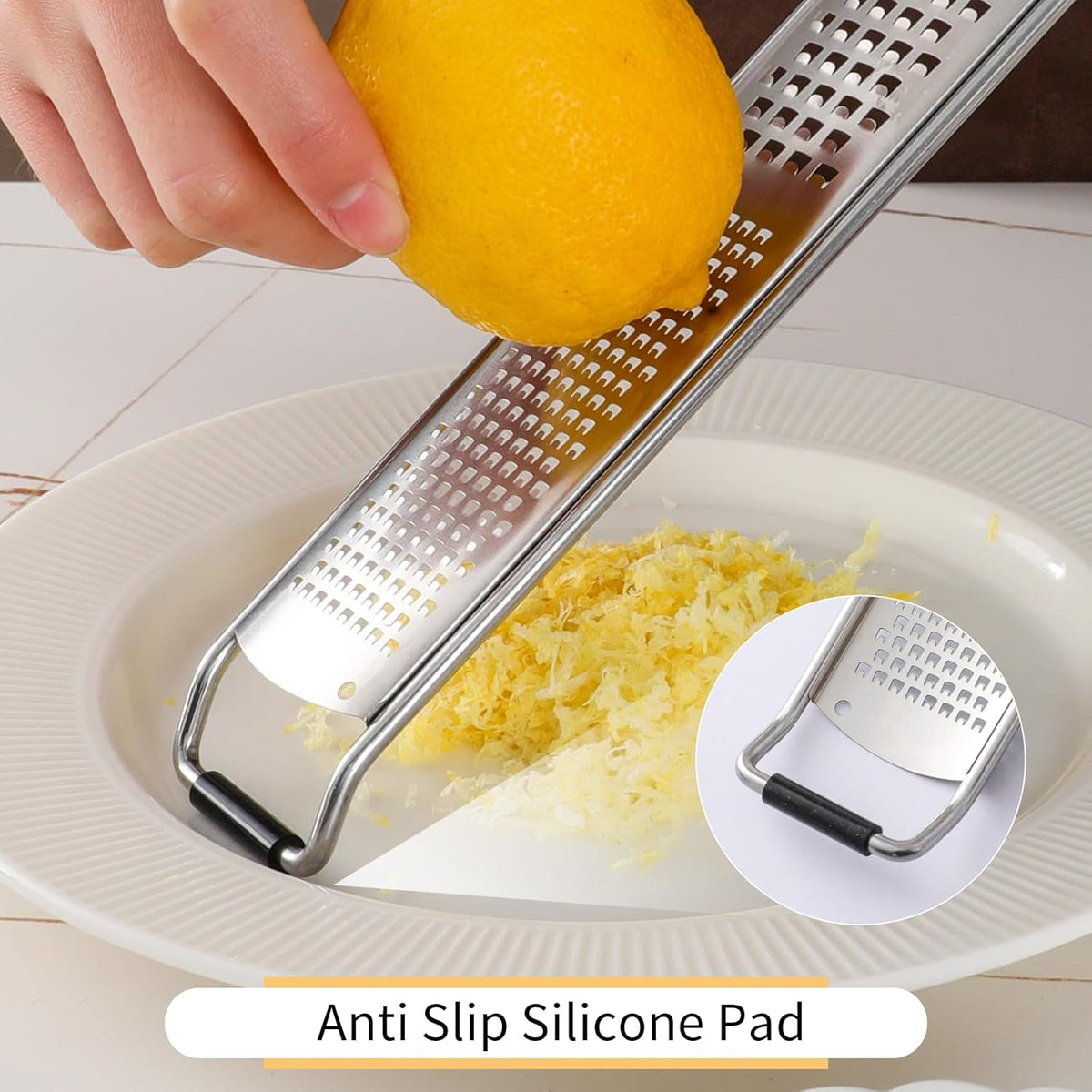 Lemon Zester Tool, Citrus Zester Grater with Handle, Heavy Duty Stainless Steel Fine & Coarse Cheese Grater for Ginger Garlic Chocolate Fruits Vegetables, with Protective Cover