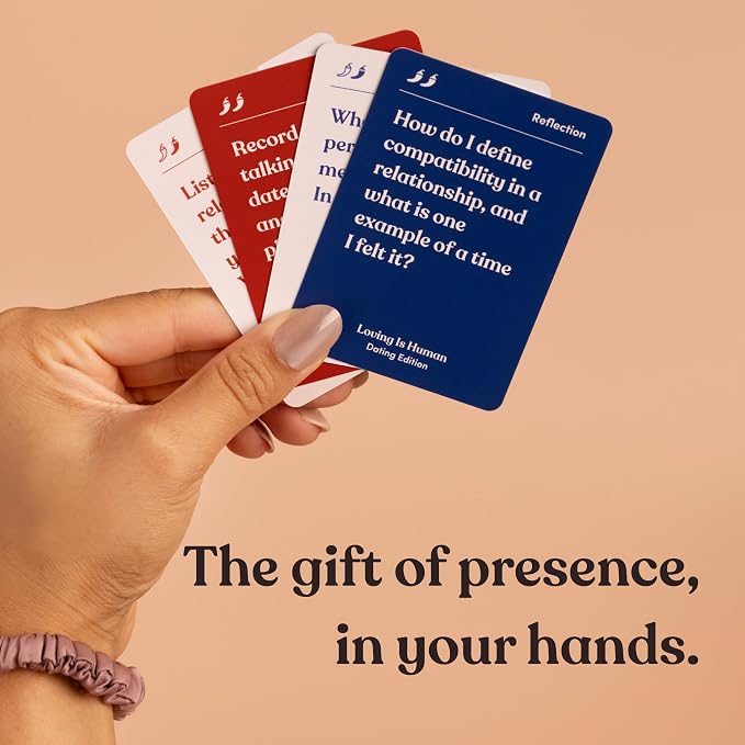 Loving is Human (Dating Edition) | 140 Conversation Cards to Help Deepen Romantic Relationships | Self-Reflections on Dating, Love & Early Relationships | Dating Card Game for 1+ Players
