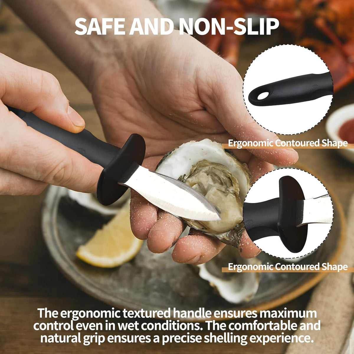 Oyster Knife Shucker Oyster Shucking Tool Perfect for Opening Clams, Mussels, Scallops, Shellfish Ideal for Home Kitchens, Raw Bars & Chefs(1 Pack)