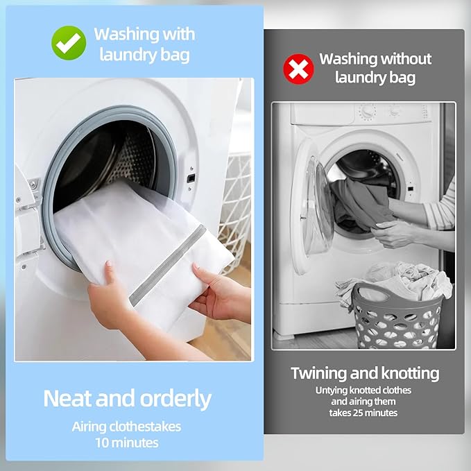 Mesh Laundry Bags, Mesh Wash Bags, Durable Mesh Structure with Strong Zipper, Suitable for Underwear, Delicate Clothes, Pants, Shoes, Socks Washing (Honey mesh, Extra Large 24*36in+36*44in)