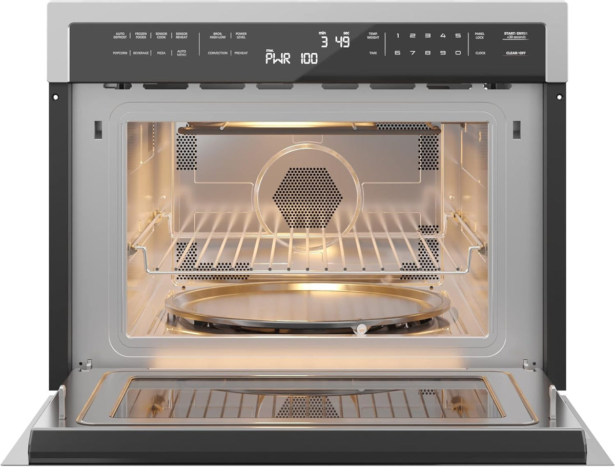 KoolMore 24 Inch Built-in Convection Oven and Microwave Combination with Broil, Soft Close Door, 1000 Watt Power, Stainless Steel Finish, Touch Control LCD Display (KM-CWO24-SS)