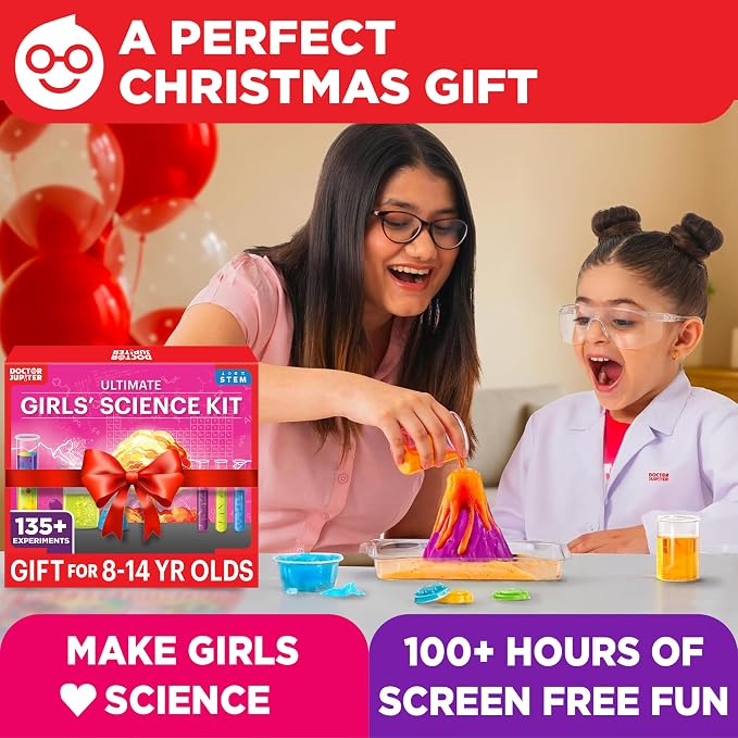 Doctor Jupiter Girls' Science Kit for Kids Ages 8-10-12-14 | Birthday Gift Ideas for 8,9,10+ Year Old Girls | Chemistry Set, STEM Toy Kit with 135+ Experiments | Learning & Educational Projects