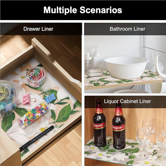 Cooyes Shelf Liner – Premium Non-Adhesive Cabinet & Drawer Liner for Kitchen – Waterproof Shelf Paper with Modern Pattern – Durable EVA Cabinet Mat – Easy to Cut (12" W x 240" L)