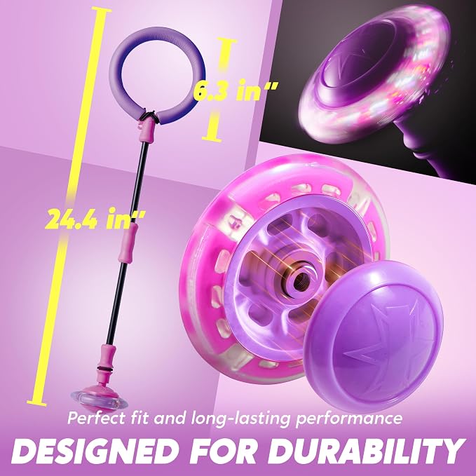 JOYIN Purple Ankle Skip Ball with Flashing Lights, Toy for Kids Indoor & Outdoor, Flashing Swing Ball Foldable Sports Toy, Birthday Gifts for Kids 3 4 5 +