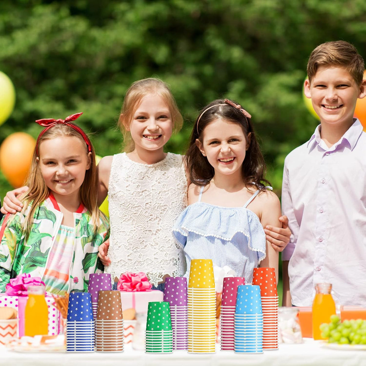 Thenshop 1000 Pack 5oz Paper Cups, Multicolor Small Disposable Cups, Hot/Cold Beverage Drinking Mouthwash for Parties, Picnic, Travel, Barbecues and Event, Star Style