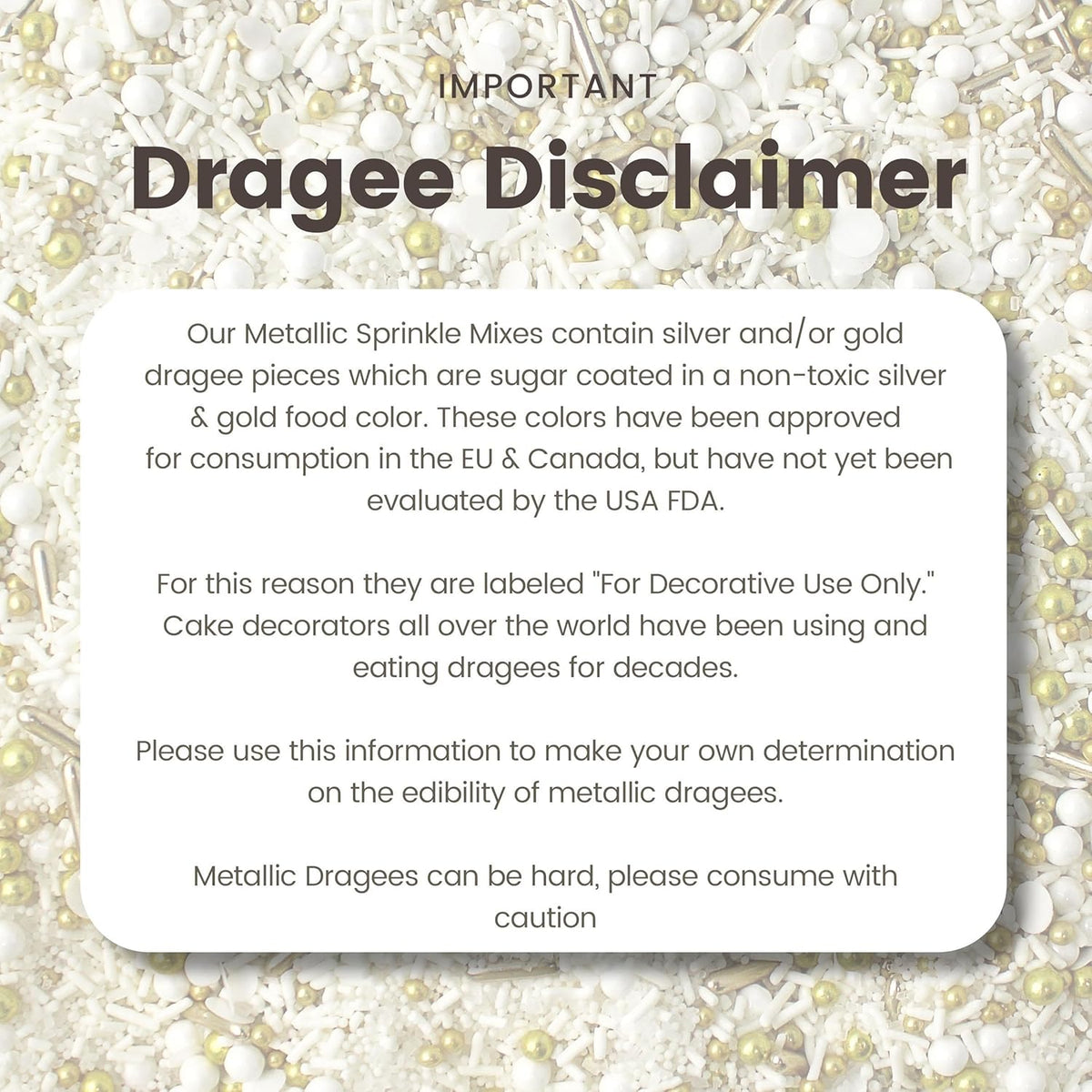 Wedding White Sprinkle Mix| Made In USA By Sprinkle Pop| Pastel White Sprinkles With Gold Metallics Dragees| Sprinkles For Decorating Bridal Shower Wedding Anniversary Party Cupcakes Cake Cookies, 2oz