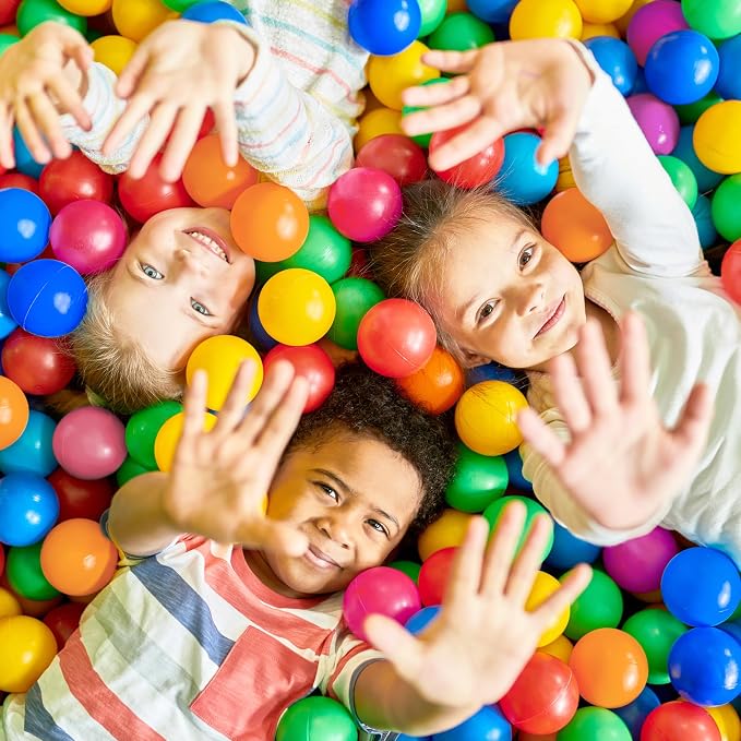 MW SPORTS Ball Pit Balls for Kids and Toddlers, Plastic Crush Proof, Phthalate & BPA Free, in Reusable Mesh Storage Bag, Assorted Colors (200 Balls)