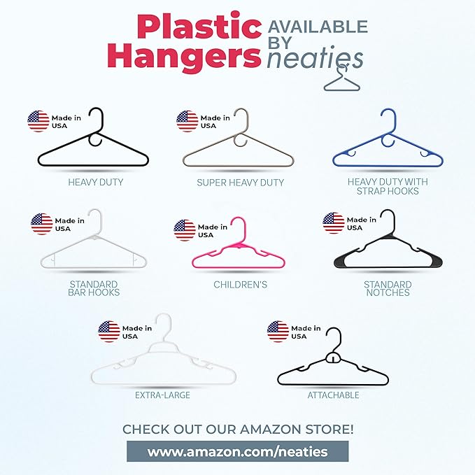 Neaties Heavy Duty Clothes Hangers 100+ Pack (162 Count) – Made in The USA – 8lb Capacity Plastic Hangers for Adult Clothing – Durable for Pants, Coats, Jackets, or Jeans – Pink