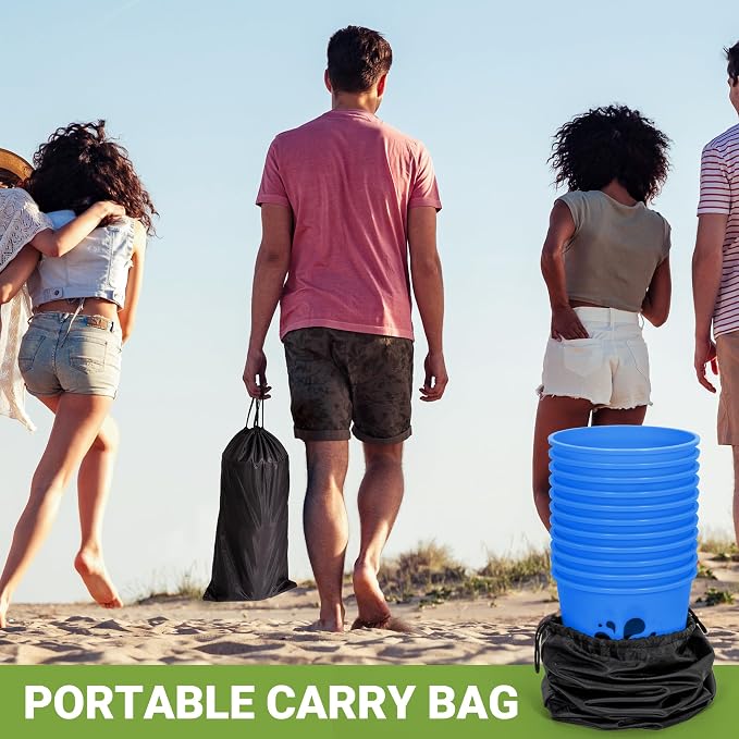 ropoda Giant Yard Pong,Yard Games with Durable Buckets and Balls, Outdoor Game with Carry Bag for The Beach,Lawn, Great Gift Choice for Families(Blue)
