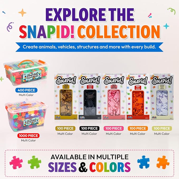 100 Piece White Snap Connecting Building Toy Set for Kids