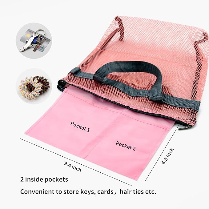 Mesh Shower Caddy Bag Portable Hanging Toiletry and Bath Organizer with Zipper for Travel, Gym, Camping, College Dorms, Beach