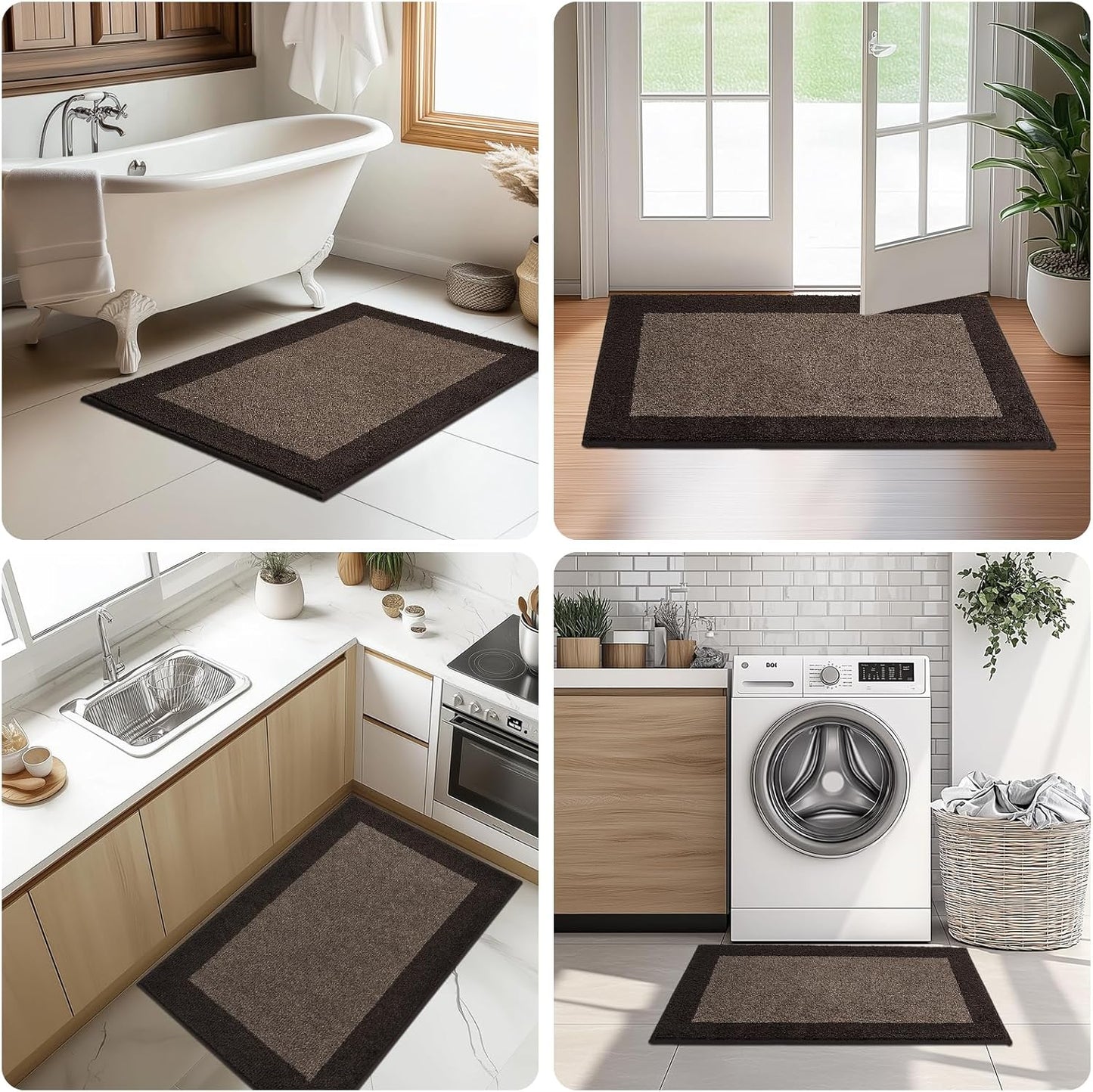 Machine Washable Kitchen Rug 32" x 84", Non Slip Kitchen Mat for Floor, Absorbent Entrance Runner Rug for Bedroom, Hallway, Bathroom, Door (Roll Packing)