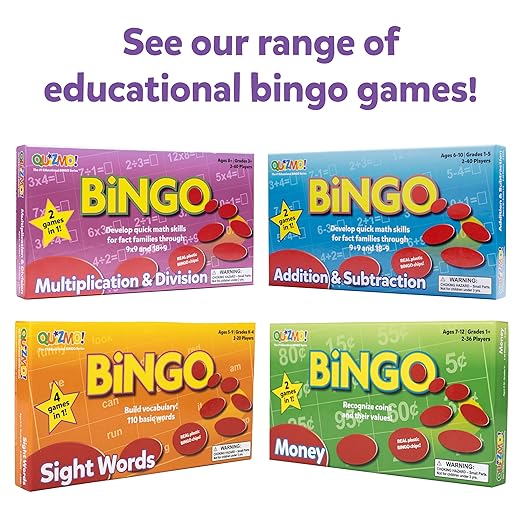 QUIZMO Multiplication & Division | Bingo Style Math Game | 2 Game Modes for Ages 8+ | Teach Basic Mathematics