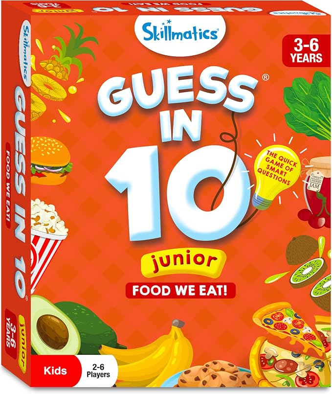 Skillmatics Guess in 10 Junior Food We Eat for Kids, Boys, Girls, and Families Who Love Card Games, Board Games and Educational Toys, Travel Friendly, Gifts for Ages 3, 4, 5, 6