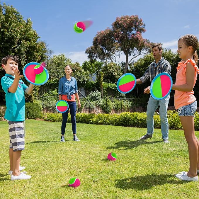 Bennol Toss and Catch Ball Game Outdoor Toys for Kids with 2 Paddle 2 Balls and A Storage Bag Outdoor Outside Games for Kids Ages 3 4 5 6 7 8 9 10 Yard Backyard Beach Outside Games Bulk Set