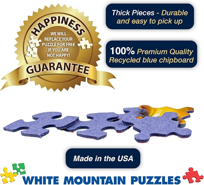 White Mountain 1000 Piece Jigsaw Puzzle Summer Dog Lake Day Puzzles with Large Piece for Adults and Family 24"x30" - Dock Dogs