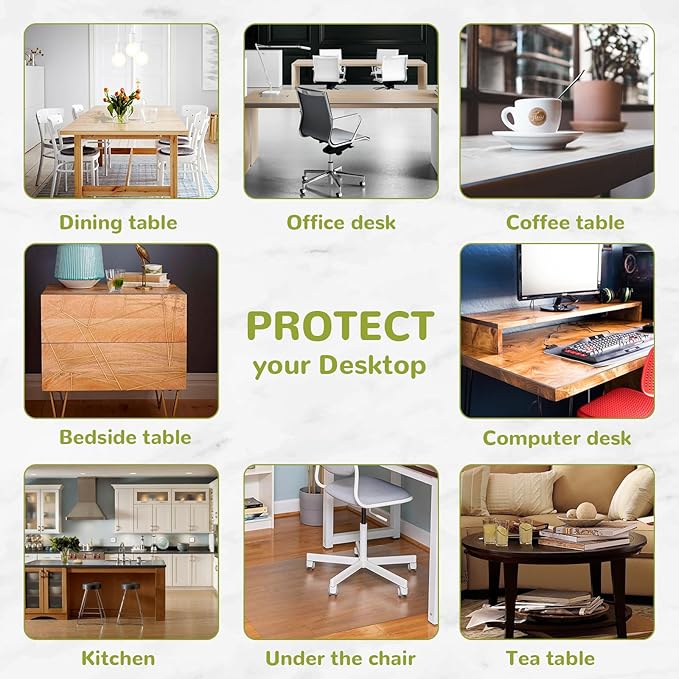 14 x 24 Inch Clear Table Cover Protector, Clear Desk Mat, Table Protector, 1.5mm Plastic Table Cover, Vinyl Table Protector, Mats on Top of Desks