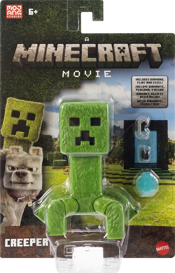Mattel Minecraft Action Figure & Accessories Set, 4-inch Creeper Posable Character Collectible Inspired by A Minecraft Movie