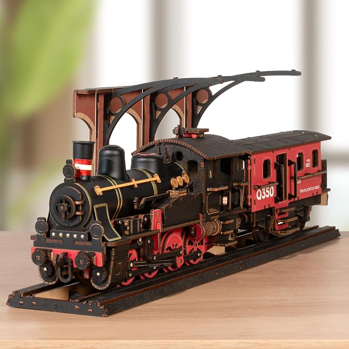 ROBOTIME 3D Puzzles for Adults Wooden Puzzle DIY Model Steampunk Train Kit to Build Wood Craft Kit Toy Hobby Gift Home Decor (Steam Journey)