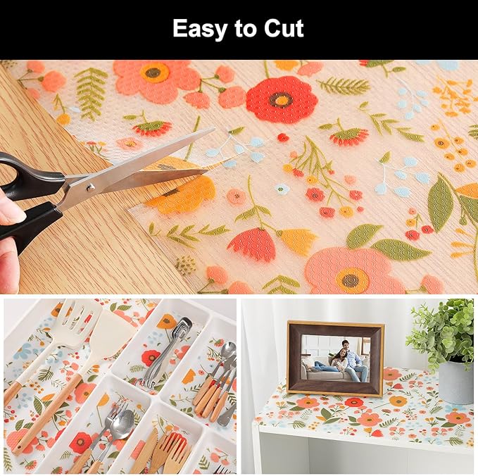 Cooyes Shelf Liner – Premium Non-Adhesive Cabinet & Drawer Liner for Kitchen – Waterproof Shelf Paper with Modern Pattern – Durable EVA Cabinet Mat – Easy to Cut (24" W x 240" L)