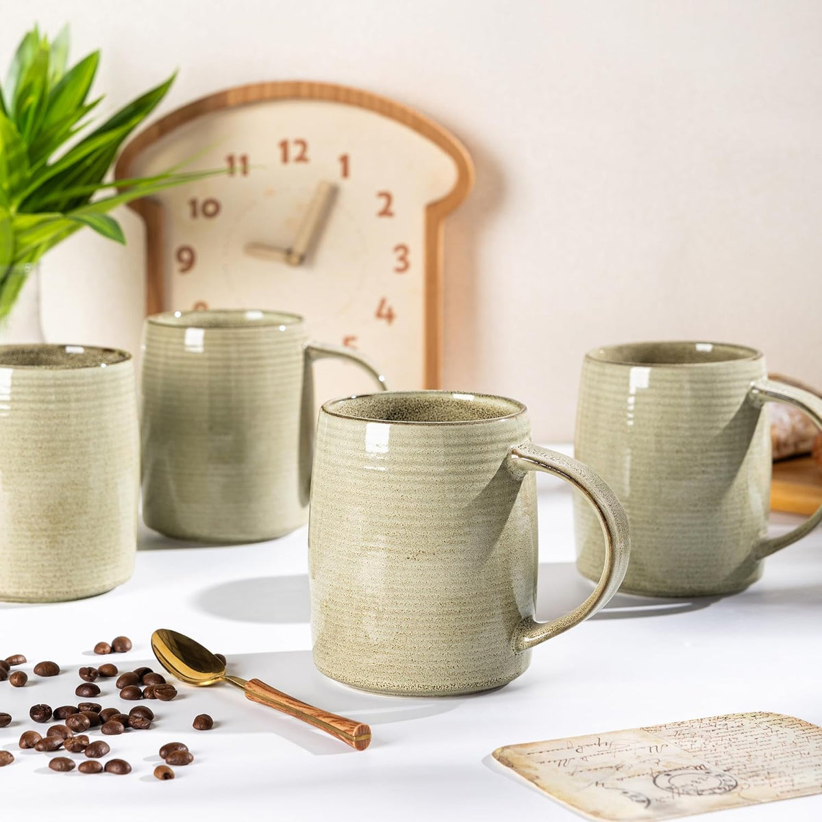 GBHOME Large Coffee Mugs Set of 4, 18oz Handmade Ceramic Coffee Mugs Set with Gradient color for Latte/Tea/Beer/Hot Cocoa, Dishwasher & Microwave Safe, Cappuccino