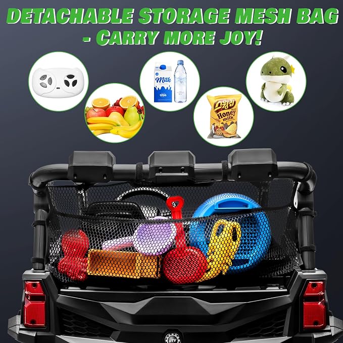 24V 2 Seater Ride on Car for Kids, MOEYURO 800W Powered UTV Toy, 5MPH Large Side by Side Electric Car w/Remote, Bluetooth, LED Light, 3 Speeds, Music, Spring Suspension, Storage for 3-8 Gift, Green