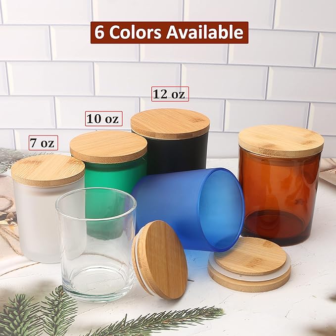MILIVIXAY 12 Pack 12 OZ Frosted Glass Candle Jars with Lids and Candle Making Kits - Bulk Empty Candle Jars for Making Candles - Spice, Powder Containers.