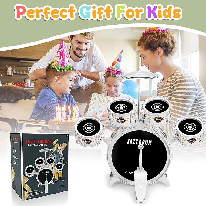 Kids Drum Set for Toddlers 1-3 - Musical Toy Drums Set for Kids - 5 Drums Musical Instruments Toys for 3 4 Year Old Brithday Ages 3-5