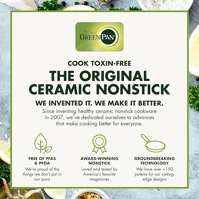 GreenPan Lima Hard Anodized 8" Frying Pan Skillet Nonstick, Ceramic Nonstick, PFAS-Free Nontoxic Pots and Pans, Oven & Broiler Safe, Stainless Steel Handle, Cookware for Eggs & Omelet,Gray(Pack of 2)