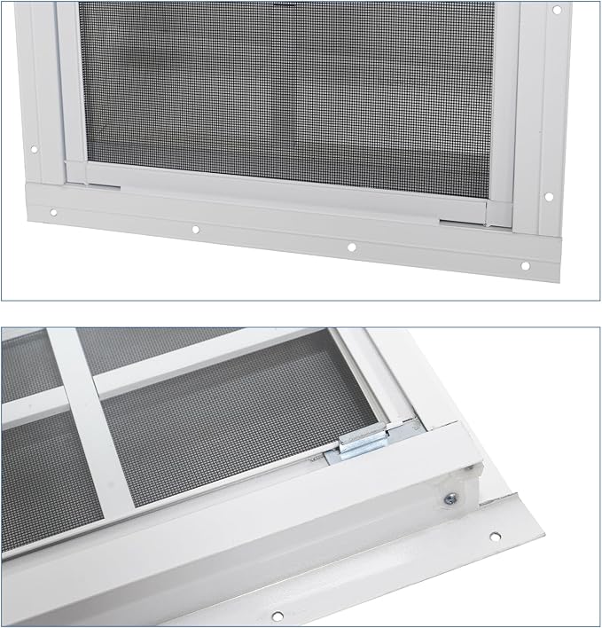 NeatiEase Upgraded Shed Windows 2 Pack, 24" x 36" Windows with Tempered Glass and Stainless Steel Screen for Shed, Chicken Coop, Playhouse, Household, Garage(White)