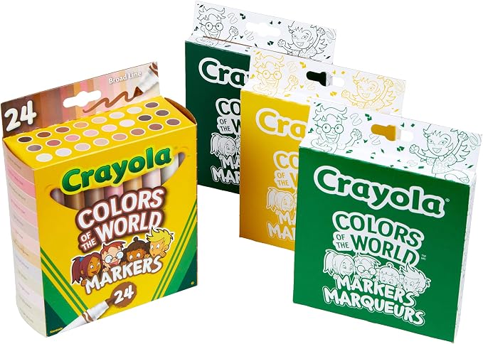 Crayola Colors of the World Markers - 6 Pack (24ct), Bulk Skin Tone Marker Set for Kids, Art Marker, Classroom Must Have, Ages 3+