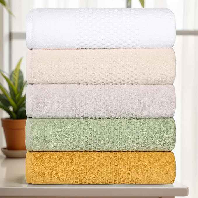 Superior Playa Zero Twist Cotton Medium Weight Towels, for Guest Bath, Bathroom, Shower, Spa, Plush, Quick Dry, Ultra-Soft Towels, Bath Essentials, Waffle Textured, 9 Piece Assorted Towel Set, White