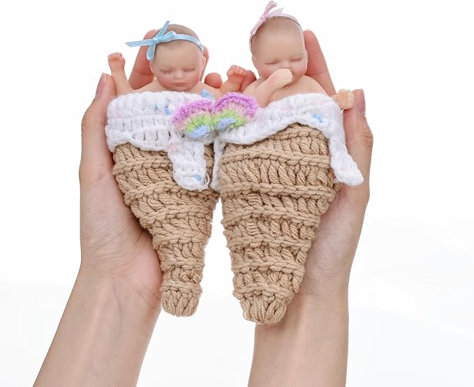 4inch Mini Platinum Silicone Reborn Baby Doll, Tiny Silicone Baby Dolls,Realistic Newborn Baby Dolls Full Body Stress Relief, Decoration, Gifts, Collectible