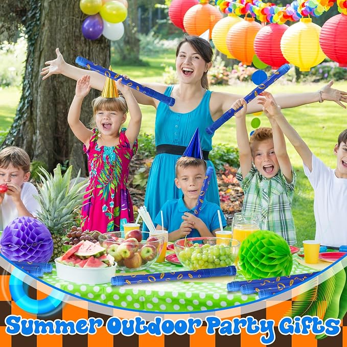 Halloscume 6 Pcs Blue with Gold Rings Water Guns Bulk Party Favors for Kids 15.75" Water Squirters Blaster Shooters for Summer Swimming Pool Beach Cartoon Birthday Gifts Supplies