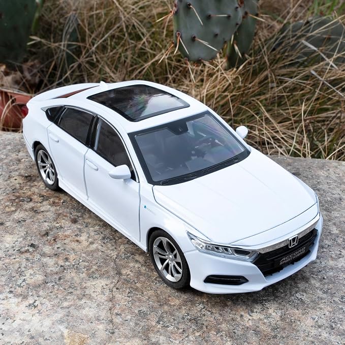 WAKAKAC Toy Cars Compatible for 1:24 Accord Model Cars, Pull Back Die-cast Vehicles with Sounds&Lights for Kids Boys Girls and Adults, Gift White
