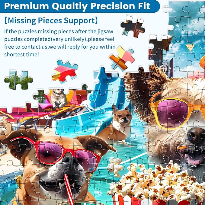 300 Piece Jigsaw Puzzle for Adults, Fun at The Amusement Park Dog Puzzles, Funny Puppy Jigsaw Puzzles, Animal Pet Lover Challenging Puzzles for Friends Family Activity Game Nights Gifts