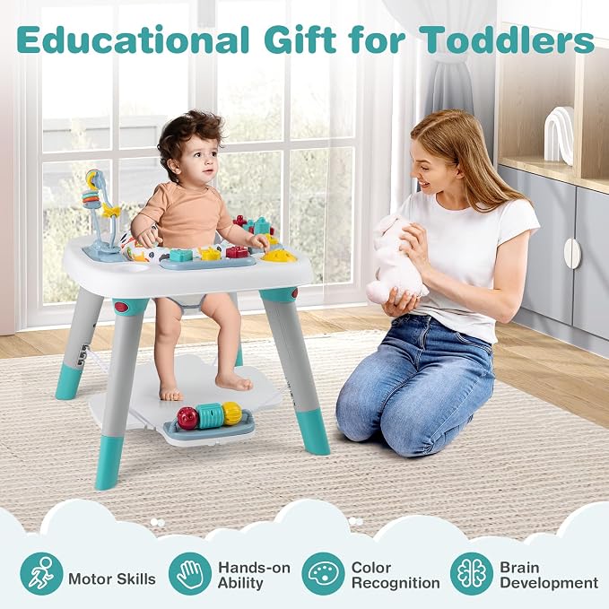 BABY JOY 6-in-1 Baby Activity Center, Baby Jumper & Interactive Play Table with 360° Rotating Seat, Detachable Toys & Music, Montessori-Inspired Design, Activity Center for Infant Toddlers 6-36 Months