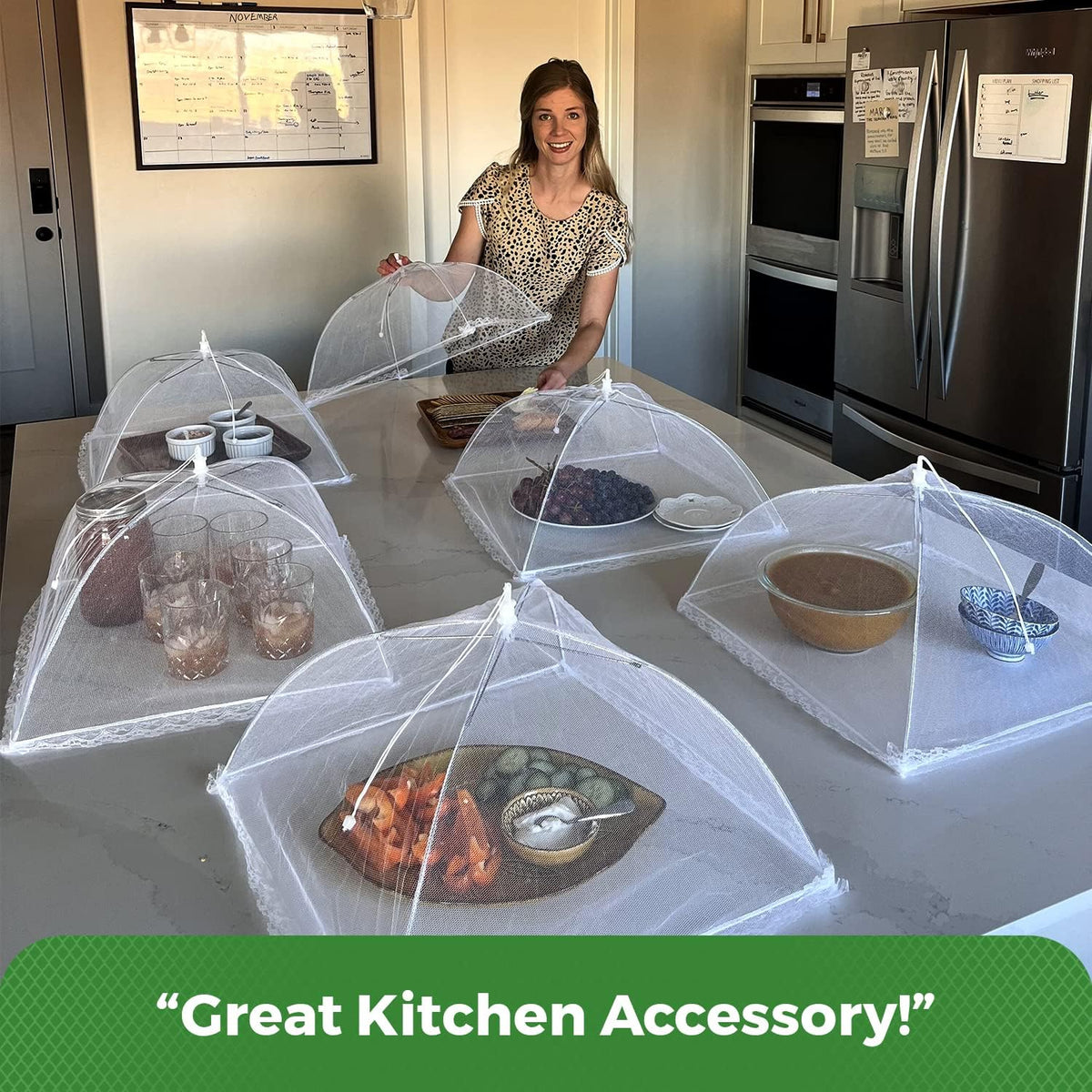 Simply Genius Mesh Food Covers - 12-Pack, 17in x 17in, White - Outdoor Kitchen & Picnic Accessories - Hosting Essentials for Glamping & Tailgating