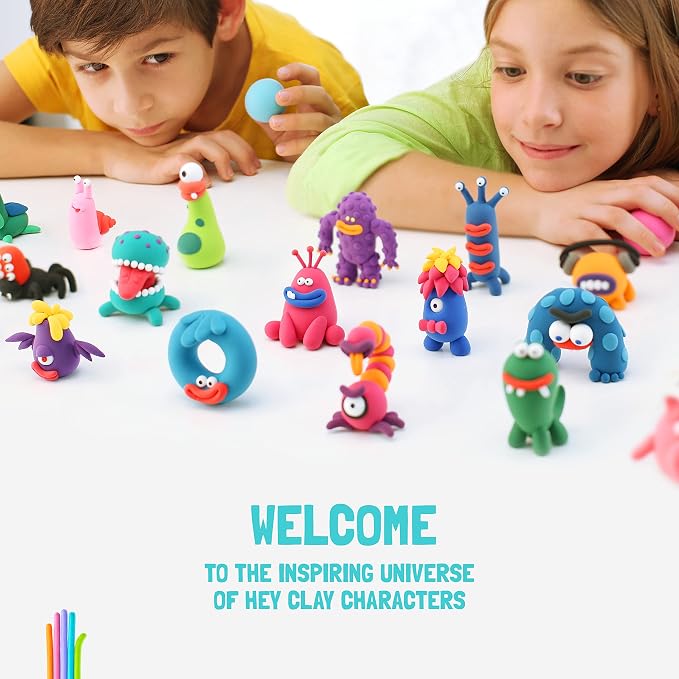 HEY CLAY Colorful Modeling Air Dry Clay for Kids 6 cans with Fun Interactive Instructions App - Kids Activities Age 3+ (Farm Birds: Duck, Goose, Hen)