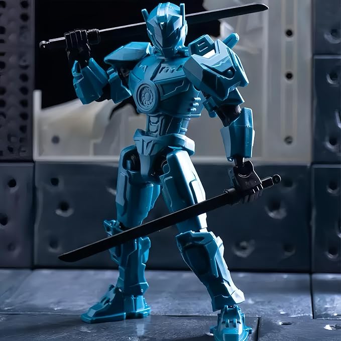 2 Pack T13 Action Figure Set, Already Assembled Titan 13 Robot, 5.5 Inch Posable Dummy 13 for Boys, Multi-Jointed Collectible Desktop Decor for Game Anime Fans(Black+Sliver)