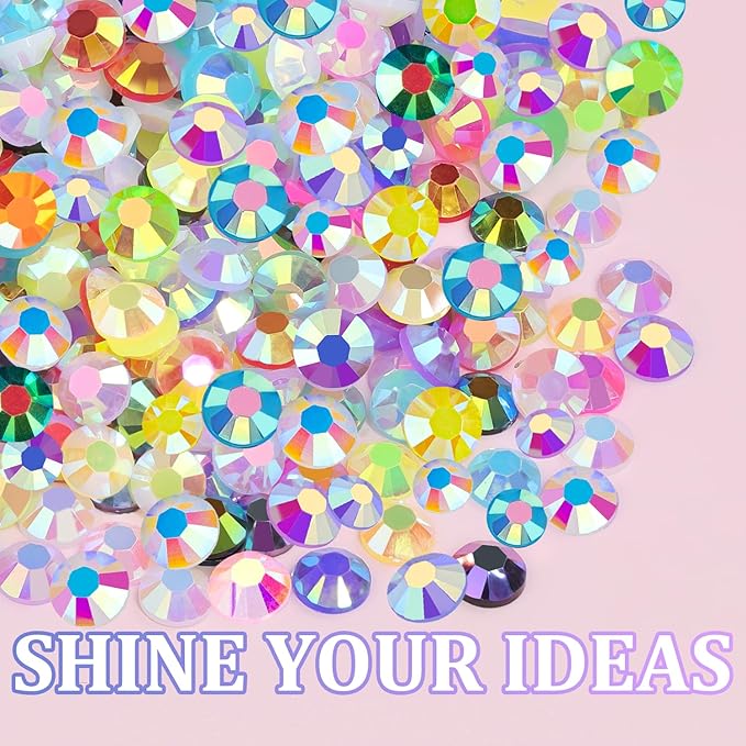 2 Boxes Jelly Rhinestones for Bedazzling, 46000Pcs 3mm&4mm Multicolor Flatback Resin Gems for Crafting, Bedazzler Kit with 3Pcs 10ml B7000 Jewelry Glue for DIY Crafts Tumblers Fabric Decor Nail Art