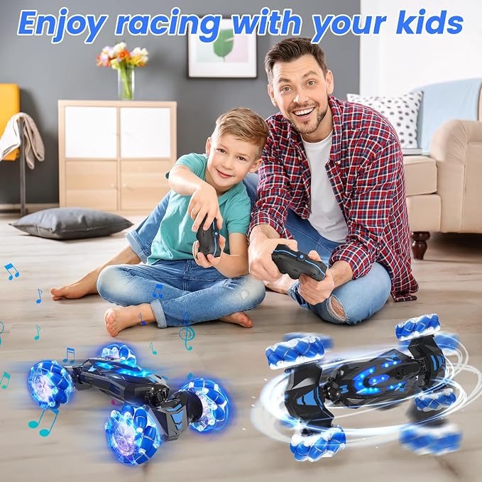 Gesture Sensing RC Stunt Car,4WD Drift Hand Controlled 360° Flips Trick Car with Lights & Music, Toys car is Cool Birthday Gift for Kids Ages 7-12