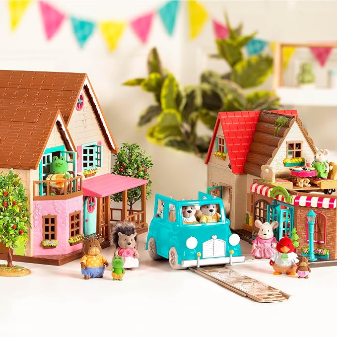 Li'l Woodzeez – Portable Dollhouse Playset with 2 Posable Figures – Playhouse Toy with Travel Suitcase – Mini Furniture & Accessories – Imaginative Play for Kids Ages 3 Years and Up – Collectible