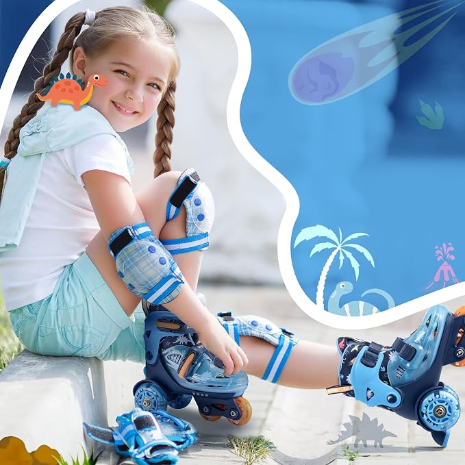 SULIFEEL Adjustable Roller Skates for Girls Boys Kids,Fun Illuminating Light Up Flash Wheels Three-Point Type Balance Suitable for Beginners Indoor Roller Skating