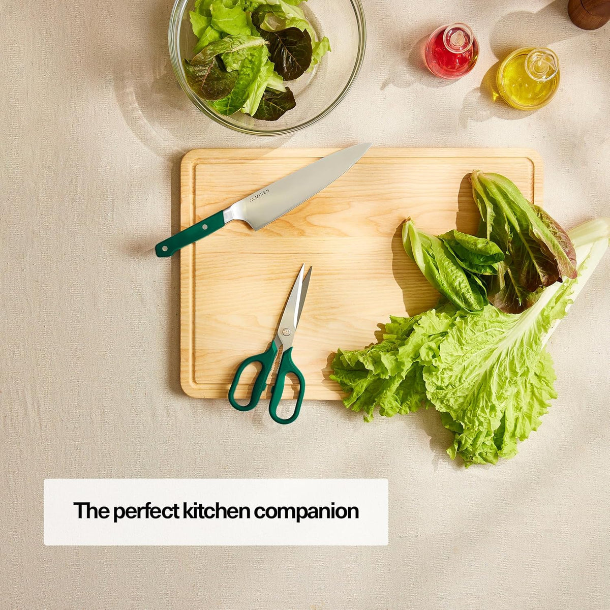 Misen Heavy Duty Kitchen Shears - Comfortable Ambidextrous Scissors for Meat, Poultry, Herbs & More - Easy to Clean - German Stainless Steel - Large | Green
