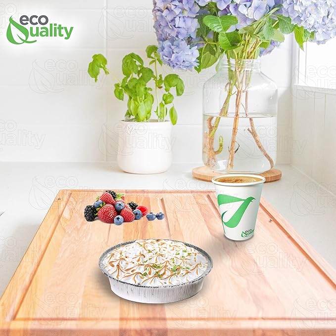 EcoQuality 6" Round Aluminum Foil Pans - Disposable Containers with Foldable Walls for Pie Baking, Cooking, Serving, Reheating, and Storing - Freezer and Oven Safe Tart Pan 300 Pack