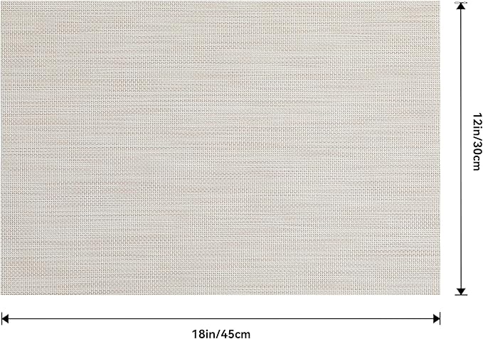 Leetaltree Beige White Placemats Set of 12 - Heat Resistant Non-Slip Place mats for Dining Table, Washable Durable PVC Vinyl Woven Table Mats(Beige White, 12)