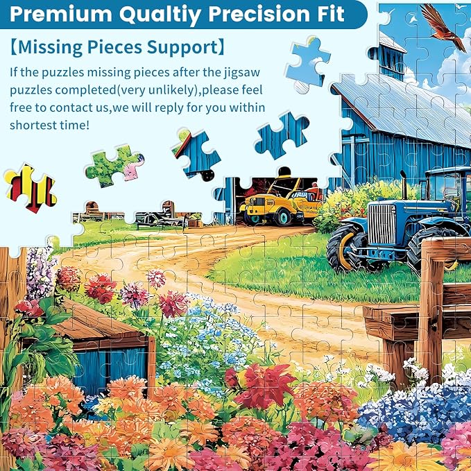 1000 Piece Puzzles for Adults, Spring Landscape Jigsaw Puzzle, Farm Jigsaw Puzzles 1000 Pieces, Challenging Game Home Decor Birthday Party Gift Toy for Adults Kids Seniors, 28×20 in